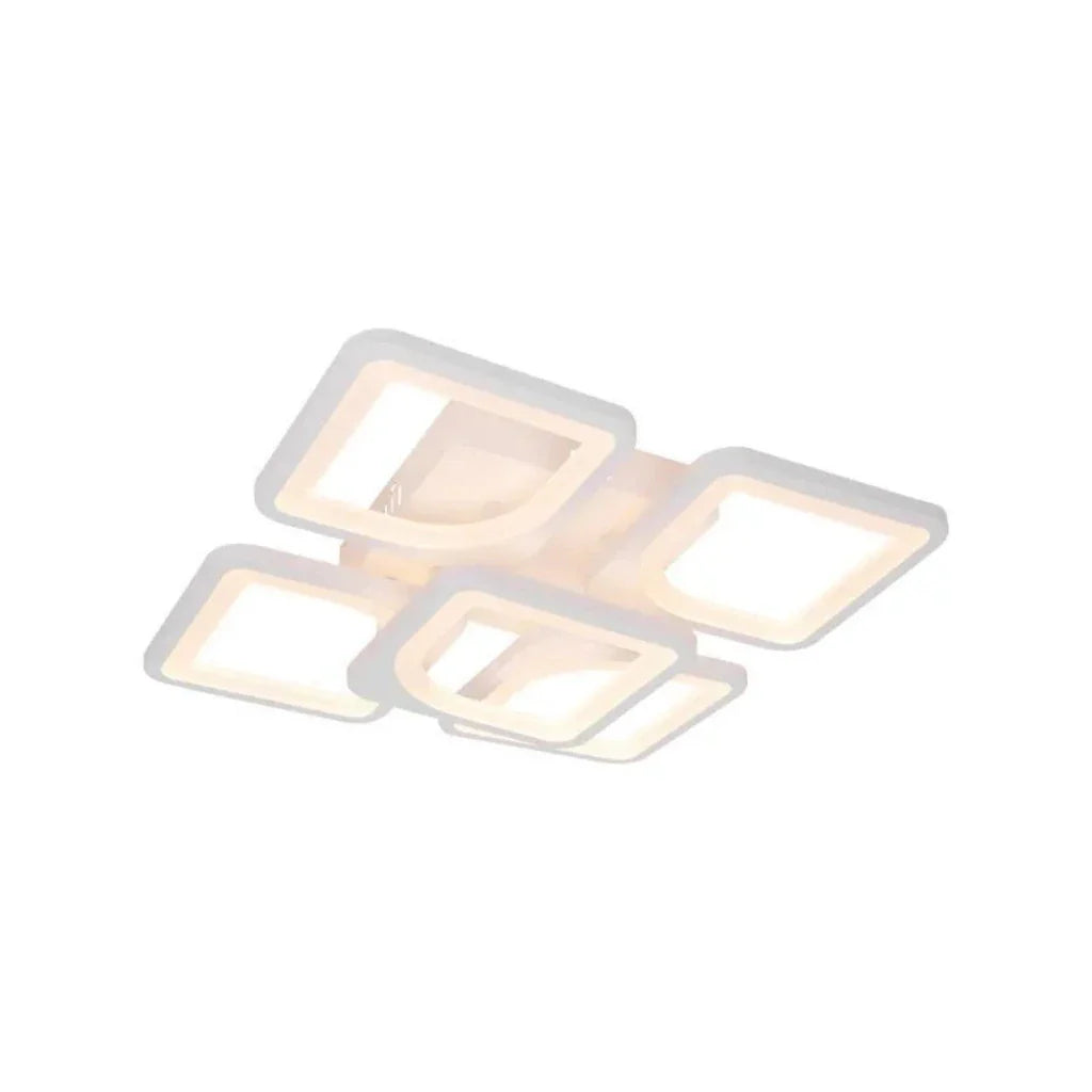Lustra Led Cu Telecomanda Zoe, 5 Patrate, Lumina Rece/Calda/Neutra, Dimabila - vivimall.ro