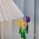 Set De Constructie 3 Lalele, 24Cm Lungime, Ornament Floral, 111 Piese, 6 Ani, Mov-Alb- - vivimall.ro