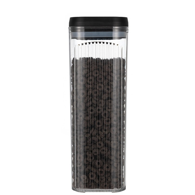 Cutie De Depozitare Alimente, Tip Container, 3.7L, Recipiente Pentru Cereale In Bucatarie, Transparente Cu Capac Negru - vivimall.ro