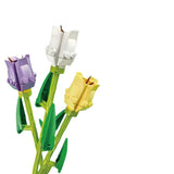 Set De Constructie 3 Lalele, 24Cm Lungime, Ornament Floral, 111 Piese, 6 Ani, Mov-Alb- - vivimall.ro