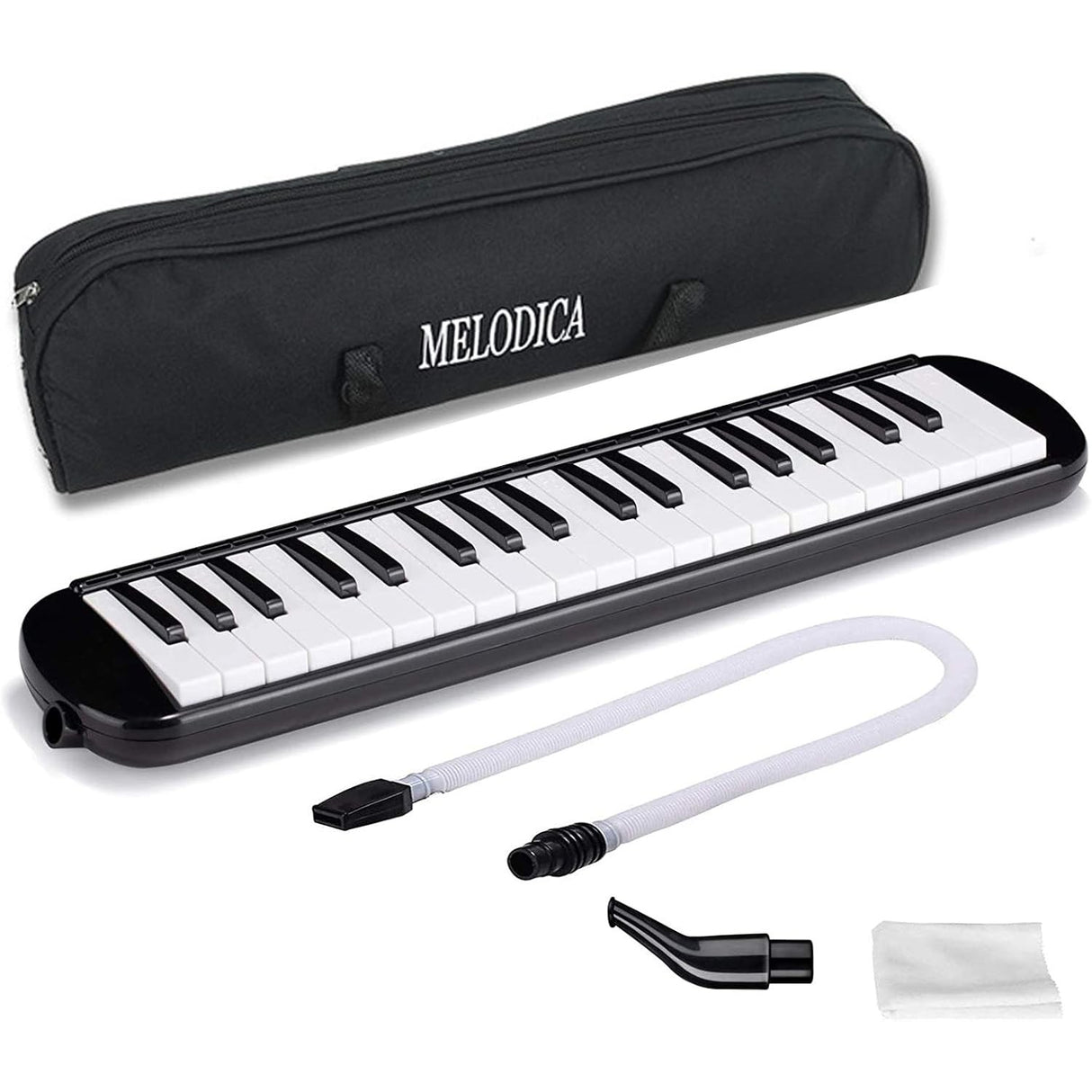 Muzicuta Melodica 32 Clape, Flippy, din ABS, pentru Incepatori, 45 x 13 x 7 cm, Include Husa si Suflator, Negru - vivimall.ro