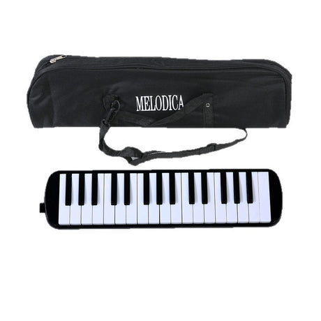 Muzicuță melodică 32 clape Vivimall din ABS negru, vedere frontală completă, dimensiuni 45x13x7 cm