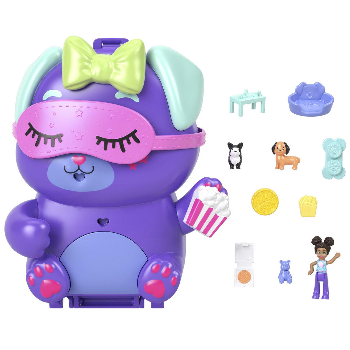 POLLY POCKET SET GENTUTA ANIMALUT CATELUS IN PIJAMA CU ACCESORII
