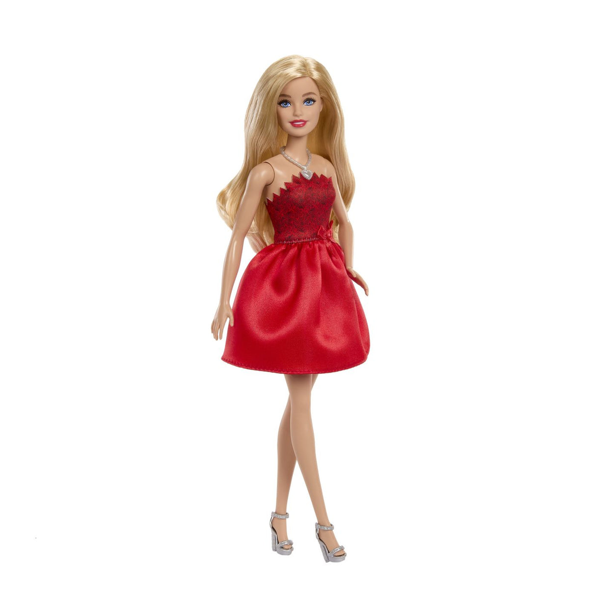 BARBIE PAPUSA BARBIE COLECTIE ANIVERSARA 80 DE ANI BLONDA CU ROCHIE ROSIE RUBIN