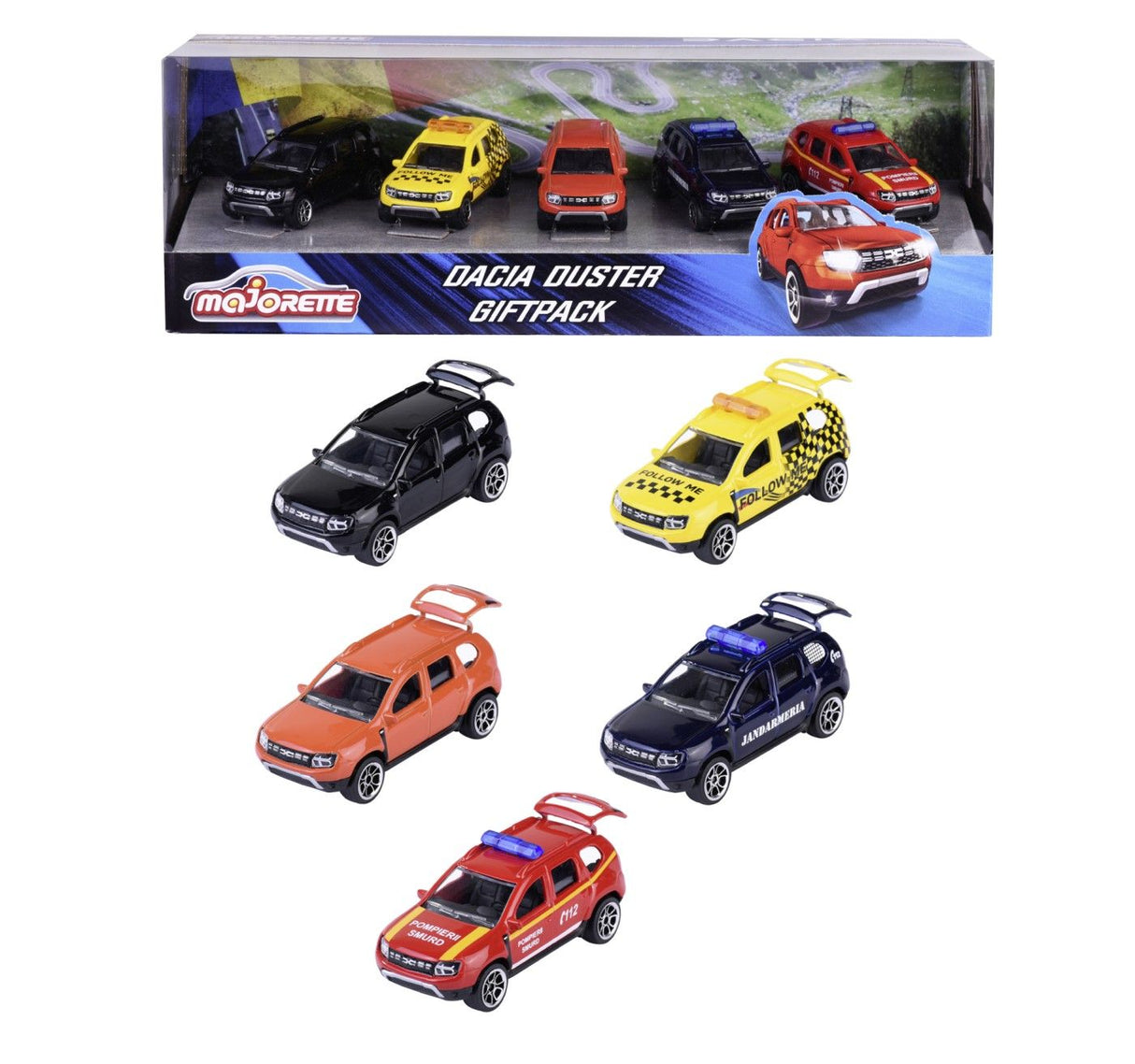 MAJORETTE DACIA DUSTER SET 5 MASINUTE SCARA 1:64