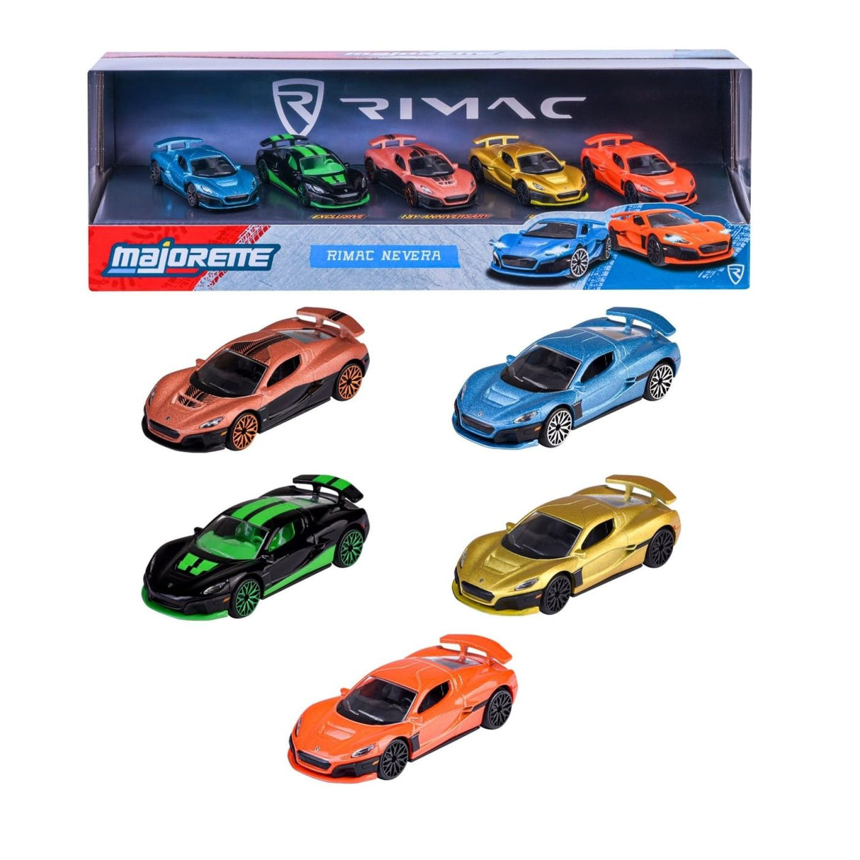 MAJORETTE SET 5 MASINUTE METALICE RIMAC NEVERA 7.5CM