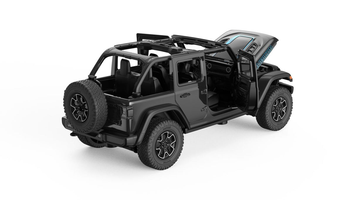 MASINUTA METALICA JEEP WRANGLER RUBICON 4XE NEGRU CU SCARA 1 LA 32