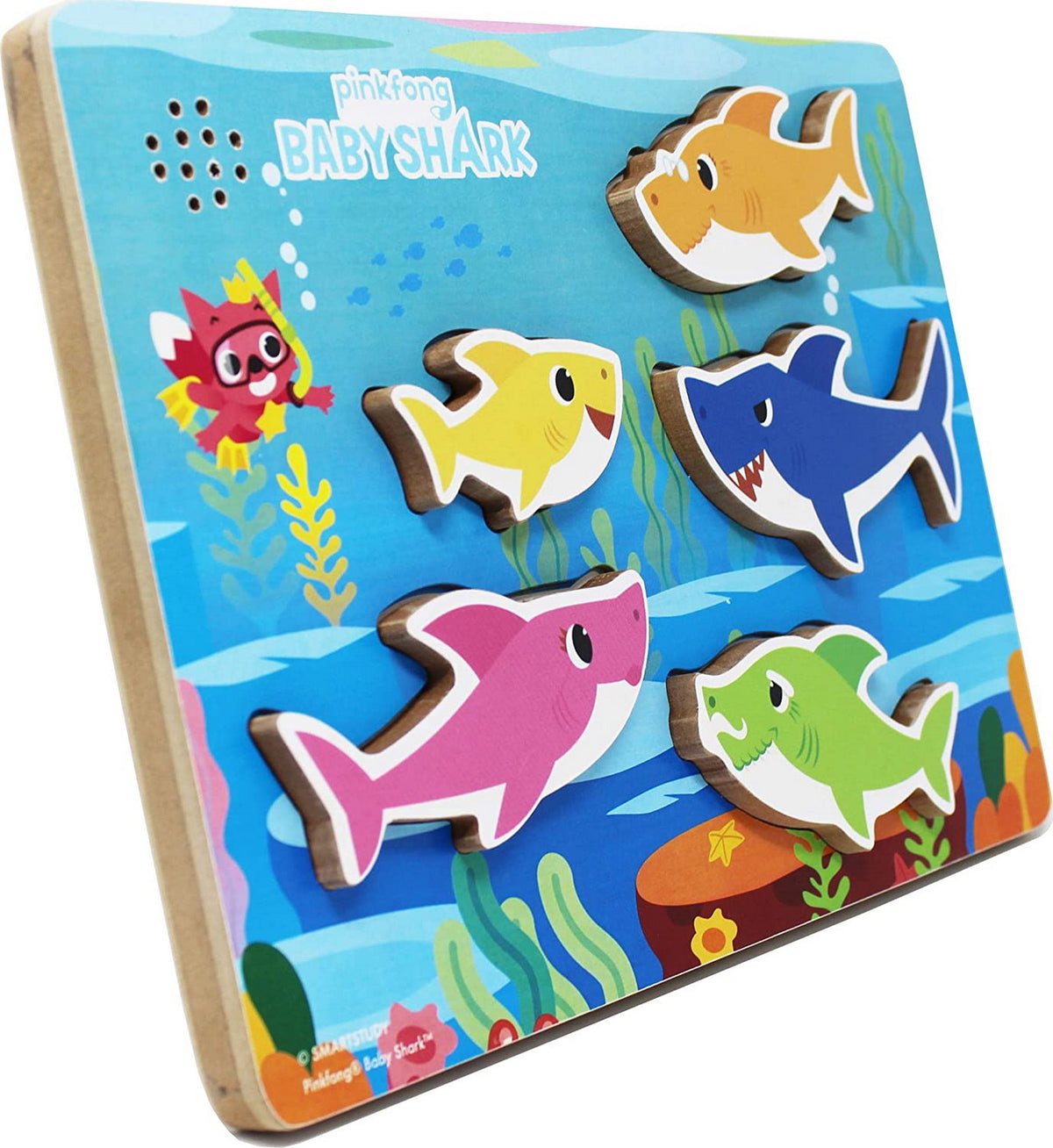 BABY SHARK PUZZLE DIN LEMN MUZICAL 5 PIESE