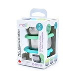 SET 3 RECIPIENTE MINI INOX CU CAPAC SILICON, MELII, BLEU MINT LIME