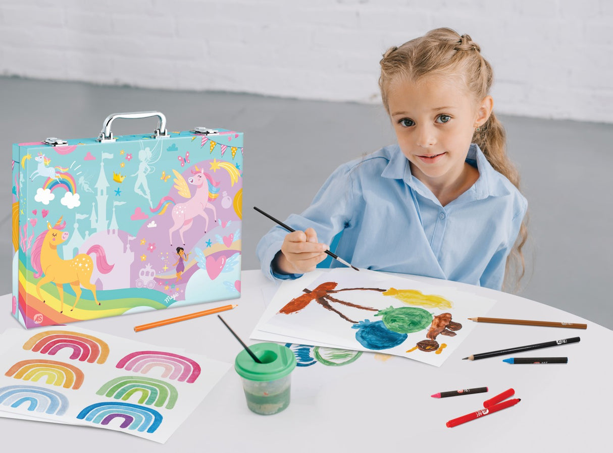 HAPPI HOBBI ART CASE SET DE DESEN DELUXE CU 100 DE ACCESORII UNICORN