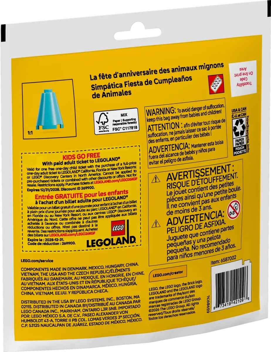 LEGO CREATOR PETRECERE DE ZI DE NASTERE CU ANIMALUTE 30715