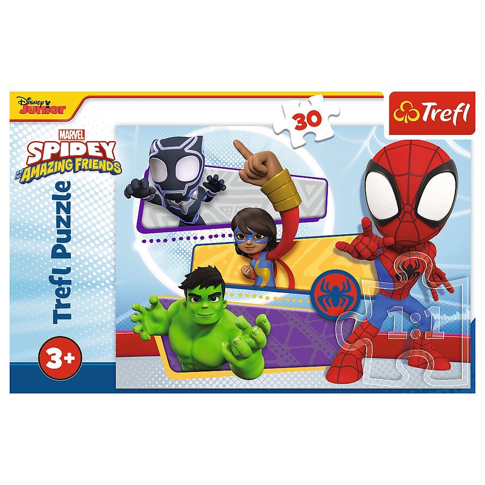 PUZZLE TREFL 30 MARVEL SPIDEY SI PRIETENII SAI UIMITORI CURAJOSUL SPIDER MAN
