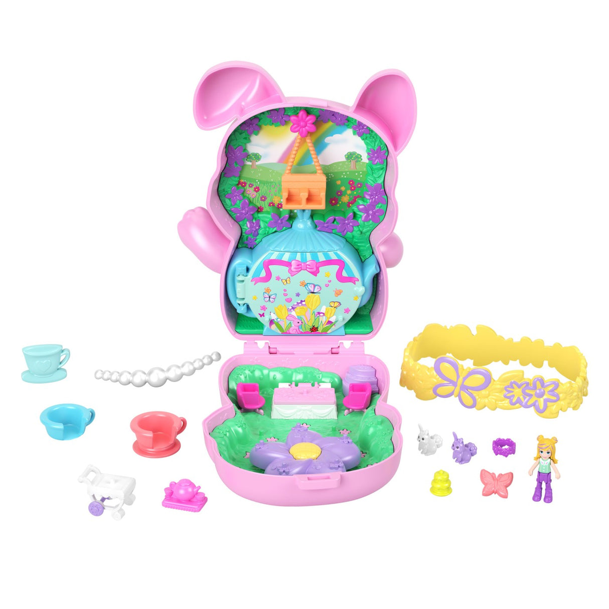 POLLY POCKET SET GENTUTA ANIMALUT IEPURAS LA PETRCERE CU ACCESORII