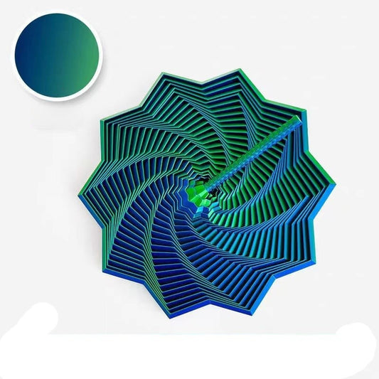 Jucarie decompresie, Stea 3D octogonala, maner spirala turn magic geometric, 8.6 cm, Verde Albastru - vivimall.ro