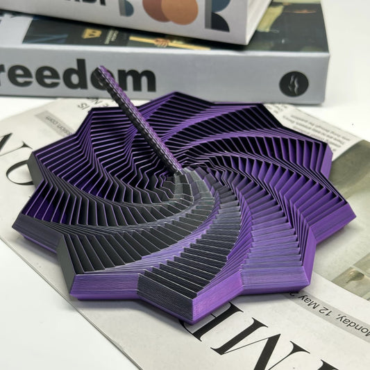 Jucarie decompresie, Stea 3D octogonala, maner spirala turn magic geometric, 17 cm, Negru Violet - vivimall.ro