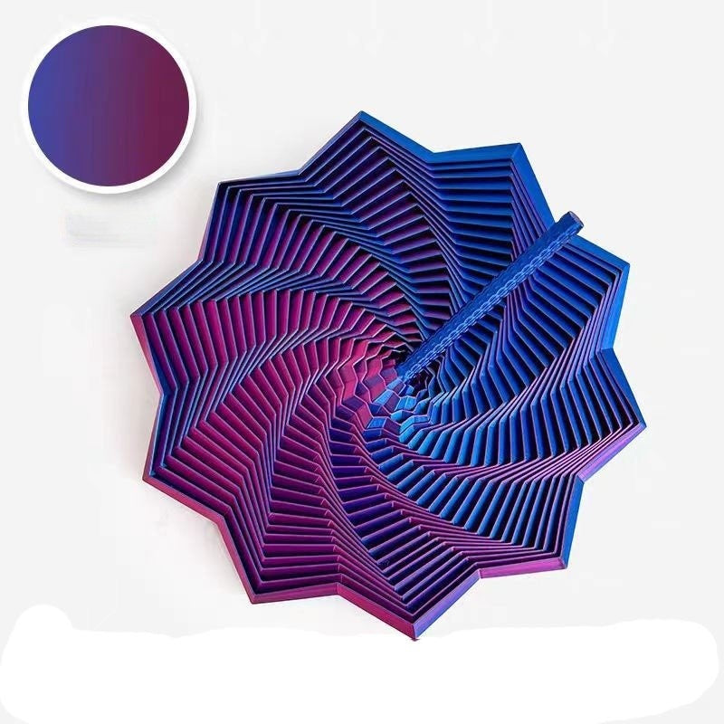 Jucarie decompresie, Stea 3D octogonala, maner spirala turn magic geometric, 17 cm, Albastru Violet