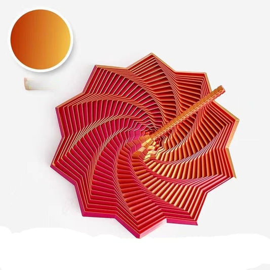 Jucarie decompresie, Stea 3D octogonala, maner spirala turn magic geometric, 17 cm, Rosu Gold - vivimall.ro