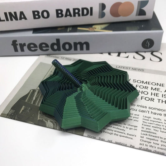 Jucarie decompresie, Stea 3D octogonala, maner spirala turn magic geometric, 11 cm, Negru Verde - vivimall.ro