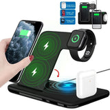 Stație wireless Vivimall cu Apple Watch și iPhone în curs de încărcare, vedere din față