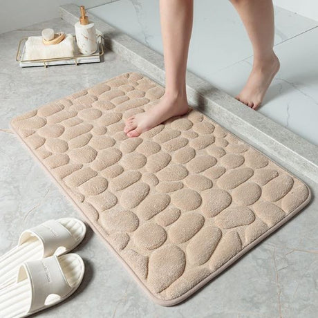Covoras Pentru Baie Antiderapant, Uscare Rapida, Model 3D Piatra, 40X60 Cm - vivimall.ro