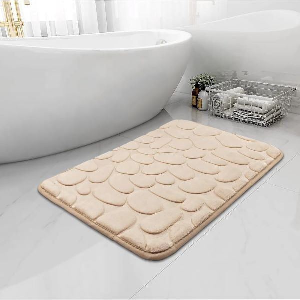 Covoras Pentru Baie Antiderapant, Uscare Rapida, Model 3D Piatra, 40X60 Cm - vivimall.ro