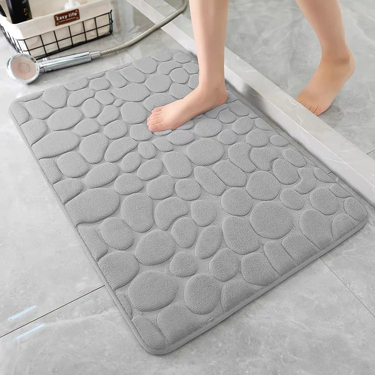 Covoras Pentru Baie Antiderapant, Uscare Rapida, Model 3D Piatra, 40X60 Cm - vivimall.ro