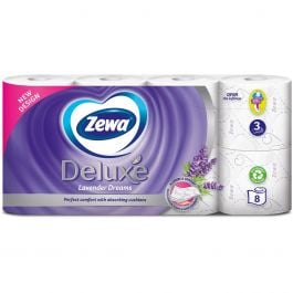 Hârtie igienică Zewa Deluxe Lavender Dreams, 3 straturi, 8 role - Moale și plăcută