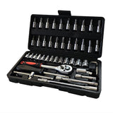Chei Tubulare Set 46 De Piese, Trusa Scule De Reparatii Auto, Prelungitoare Rigid Si Flexibil, Articulatie Cardanica, Antrenor De Forta Glisant, Adaptoare, Maner Pentru Surubelnita, 1.9 Kg, Cutie Neagra - vivimall.ro