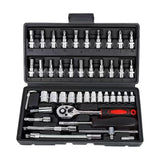 Chei Tubulare Set 46 De Piese, Trusa Scule De Reparatii Auto, Prelungitoare Rigid Si Flexibil, Articulatie Cardanica, Antrenor De Forta Glisant, Adaptoare, Maner Pentru Surubelnita, 1.9 Kg, Cutie Neagra - vivimall.ro