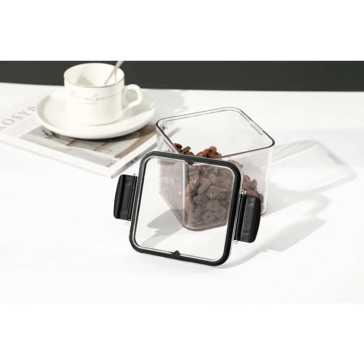 Recipient Din Plastic, Pentru Alimente/Obiecte, Inchidere Ermetica, 10.2 X 6.6 Cm, 460 Ml, Transparent - vivimall.ro