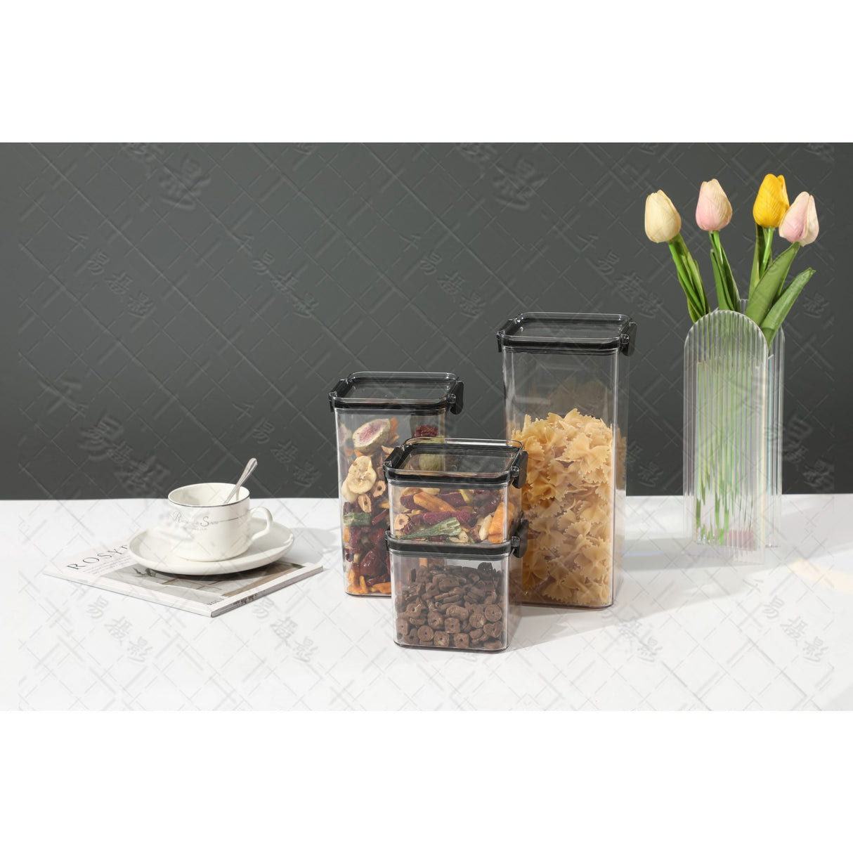 Recipient Din Plastic, Pentru Alimente/Obiecte, Inchidere Ermetica, 10.2 X 6.6 Cm, 460 Ml, Transparent - vivimall.ro