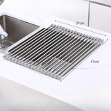Covoras De Scurgere Pentru Chiuveta Bucatarie, Din Otel Inoxidabil, Suport Chiuveta, Pliabil, Antiderapant, Usor De Curatat Si De Depozitat, 18 Tuburi, Negru - vivimall.ro