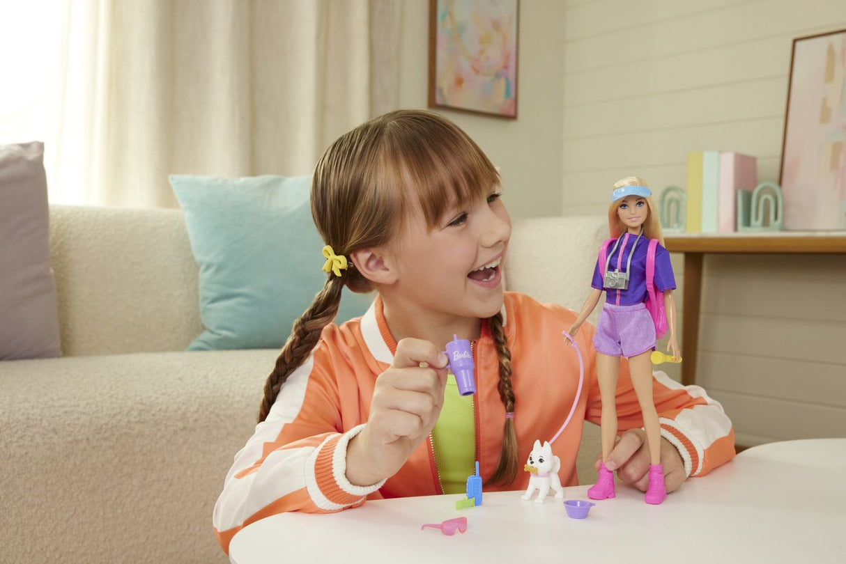 BARBIE FAMILY AND FRIENDS SET PAPUSA BARBIE MALIBU SI ACCESORII AVENTURI IN AER LIBER