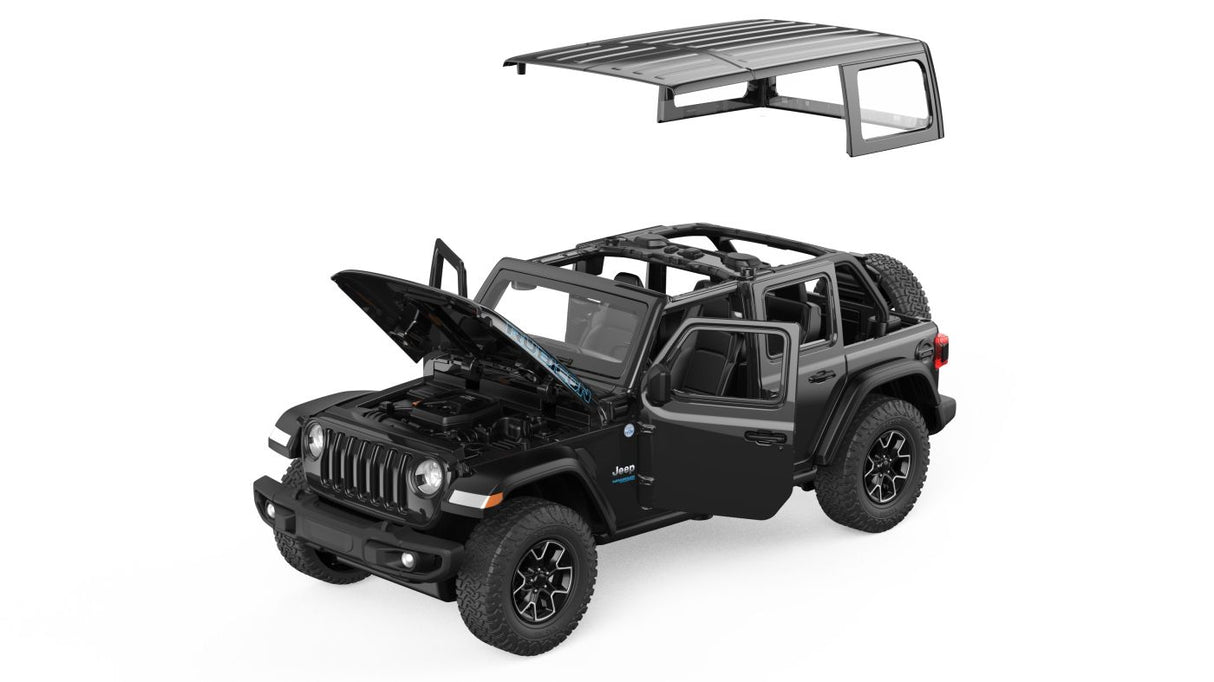 MASINUTA METALICA JEEP WRANGLER RUBICON 4XE NEGRU SCARA 1 LA 24