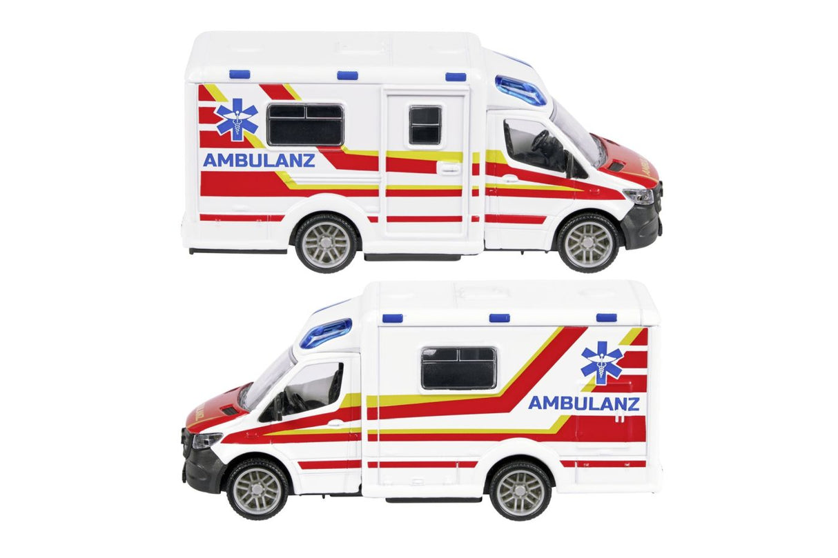 MAJORETTE AMBULANTA METALICA MERCEDES BENZ SPRINTER SCARA 1 LA 43