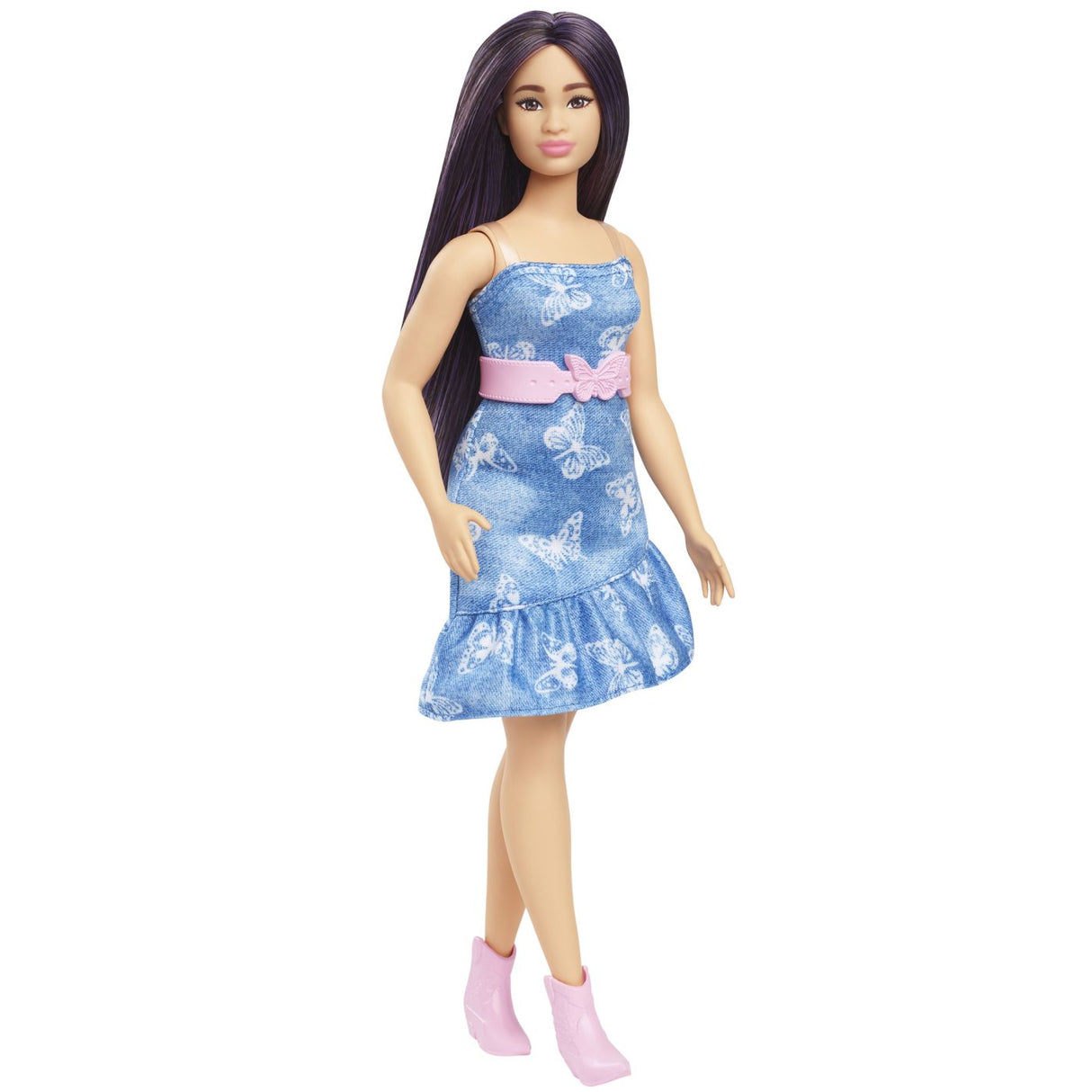 BARBIE FASHIONISTAS PAPUSA BARBIE CU PARUL MOV SI ROCHITA CU FLUTURASI