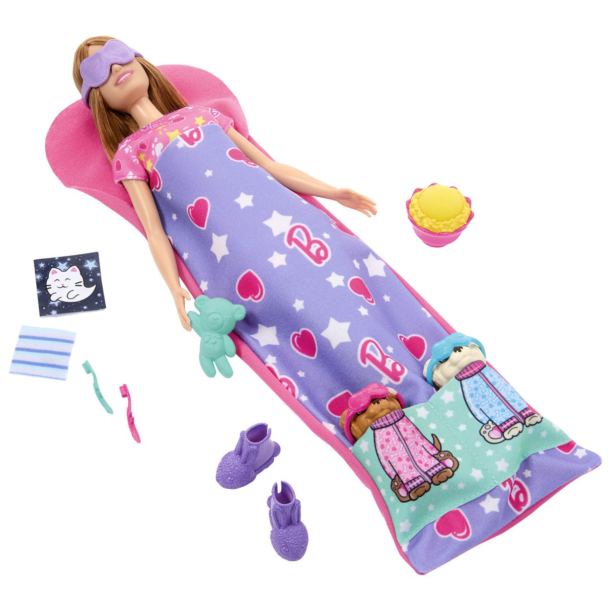 BARBIE PAPUSA BARBIE FAMILY SET PETRECERE CU 2 CATELUSI COLOR CHANGE