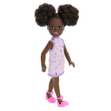 BARBIE PAPUSA CHELSEA CREOLA CU PAR AFRO SI ROCHITA MOV