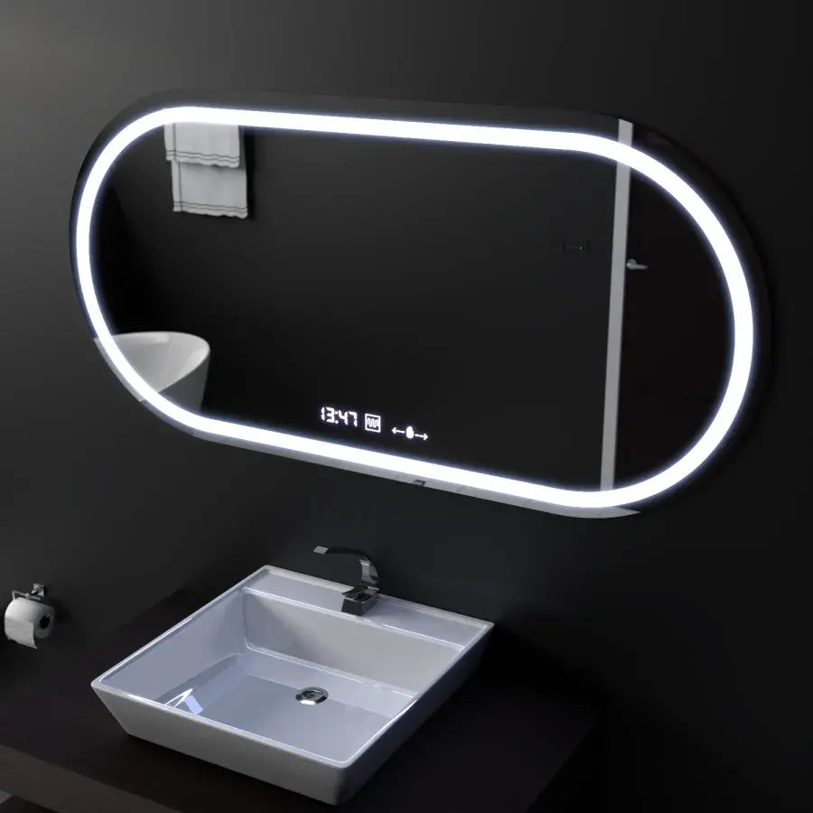 Oglinda Led Ovala, Altera Senzor Motionglow Marcello, Sistem Dezaburire, Ceas & Termometru - vivimall.ro
