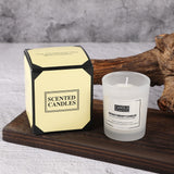 Lumanare Parfumata, Vivimall, Model Borcan Translucid, 6.2 x 5.2 cm, Aroma de Frezie si Pere, Alb - vivimall.ro