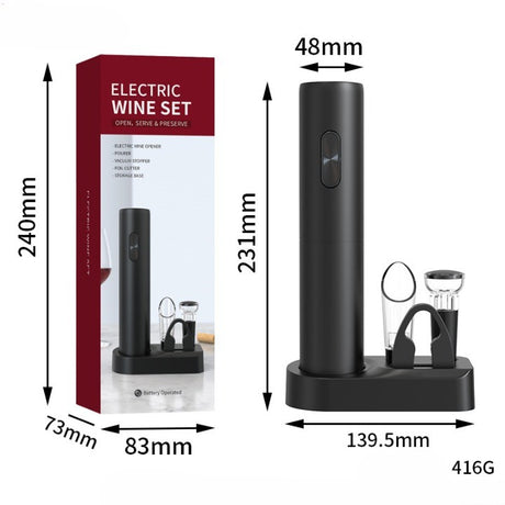 Set Tirbuson Electric Din 5 Piese, Deschizator Electric, Cu Baterii, Multifunctional, 23X14Cm, Negru - vivimall.ro