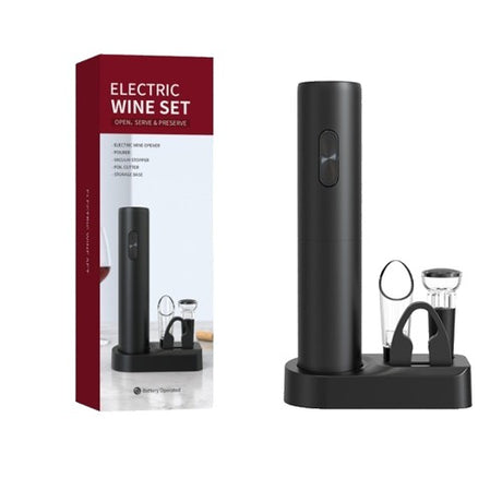 Set Tirbuson Electric Din 5 Piese, Deschizator Electric, Cu Baterii, Multifunctional, 23X14Cm, Negru - vivimall.ro