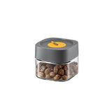 Borcan Alimentar din sticla cu Capac Vid, Vivimall, 500 ml, Inchidere Ermetica pentru Orice Tip de Produse, Design Patrat, 10 x 10 x 9 cm, Transparenta cu Capac Gri - vivimall.ro