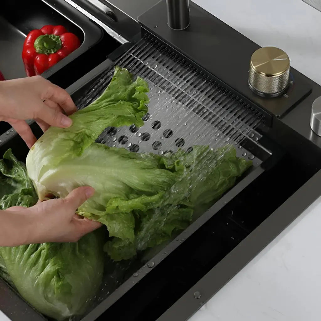 Set Chiuvetă Bucătărie Inox Baterie Dublă Grafit | KitchenPro - vivimall.ro