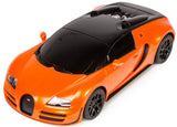 MASINA CU TELECOMANDA BUGATTI GRAND SPORT VITESSE PORTOCALIE CU SCARA 1 LA 18