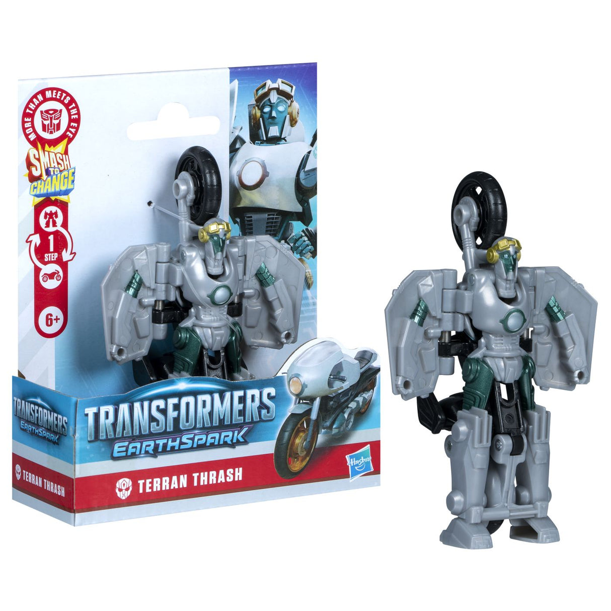 TRANSFORMERS EARTHSPARK FIGURINA TERRAN THRASH 1 STEP SMASH TO CHANGE
