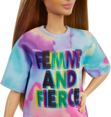 PAPUSA BARBIE FASHIONISTA CU PARUL BLOND SI ROCHITA SPORT