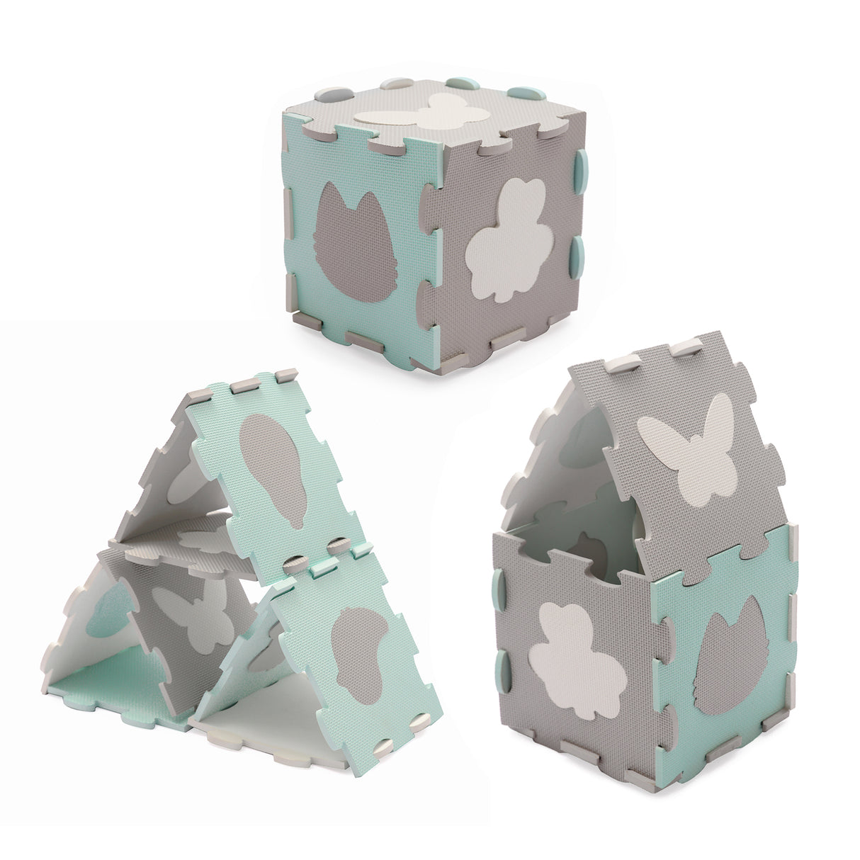 COVORAS DE JOACA KINDERKRAFT LUNO SHAPES, PUZZLE 3D, SPUMA, MINT