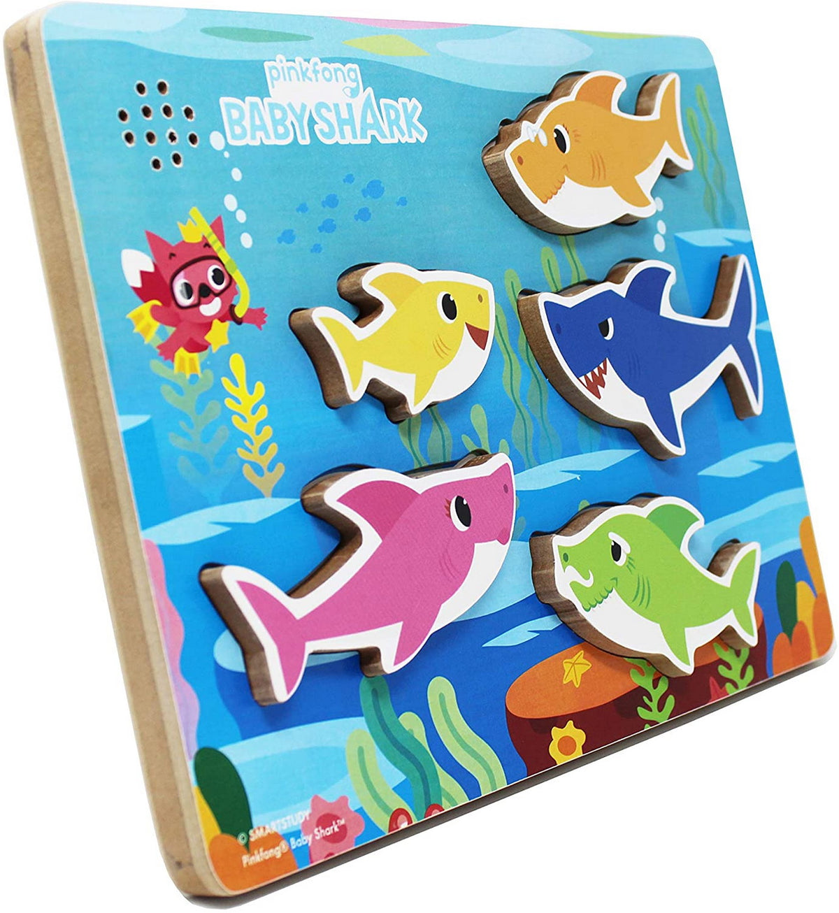 BABY SHARK PUZZLE DIN LEMN MUZICAL 5 PIESE