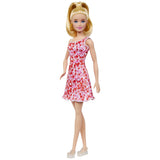 BARBIE PAPUSA BARBIE FASHIONISTA BLONDA CU PARUL PRINS IN COADA SI ROCHIE CU FLORICELE
